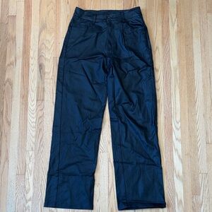 Faux Leather Black Wide-Leg Pants